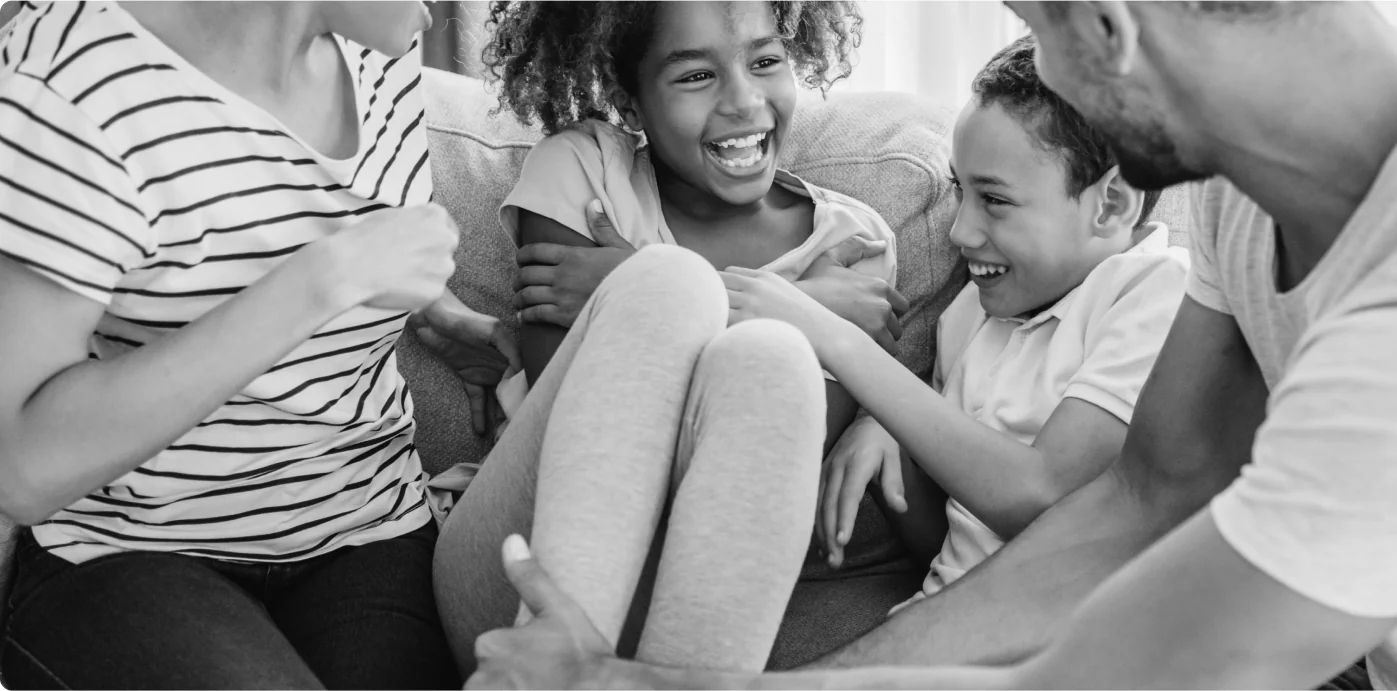 Happy family playing